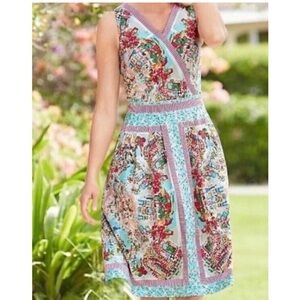 Talbots A-Line Italy Bistro Scenic Cotton Dress sz 2